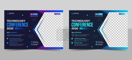 Brochure de conférence de technologie d'affaires et conception de modèle de bannière d'invitation