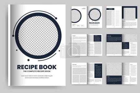 Téléchargez les illustrations : Modèle de brochure de livre de recette ou conception de mise en page de magazine de livre de cuisine - en licence libre de droit