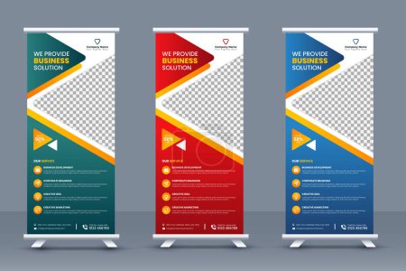 Illustration for Modern corporate business agency roll up banner design or pull up banner template, exhibition event banner - Royalty Free Image