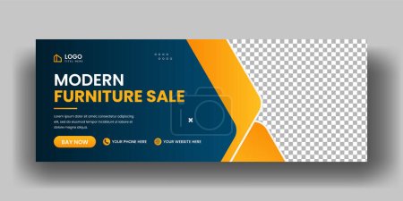 Illustration for Modern furniture sale facebook cover banner and social media web banner layout with abstract background - Royalty Free Image