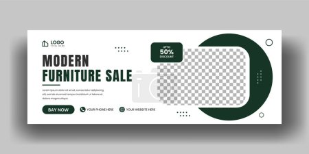 Illustration for Modern furniture sale facebook cover banner and social media web banner layout - Royalty Free Image