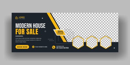 Real estate facebook cover banner template and Horizontal web banner for home for sale or social media cover