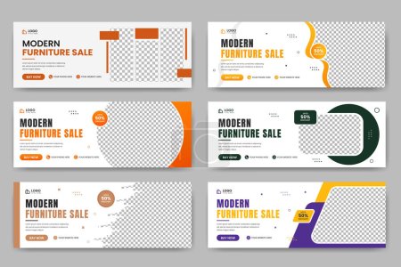 Illustration for Modern furniture sale facebook cover banner template and social media web banner layout - Royalty Free Image