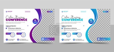 Illustration for Abstract business conference flyer template or webinar event invitation social media web banner layout design - Royalty Free Image