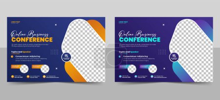 Illustration for Business conference flyer template or live webinar event invitation social media web banner design - Royalty Free Image