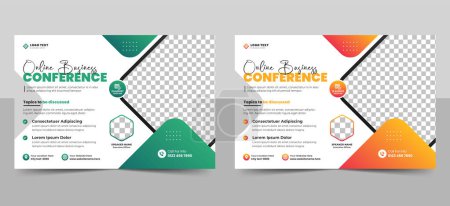 Illustration for Abstract Business technology conference flyer and event invitation banner template design or corporate business workshop. - Royalty Free Image