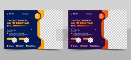 Creative corporate horizontal business conference flyer template or event invitation social media banner layout, online webinar flyer template