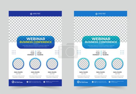 Illustration for Corporate business conference flyer flyer template design, online webinar flyer, digital marketing agency flyer layout design - Royalty Free Image