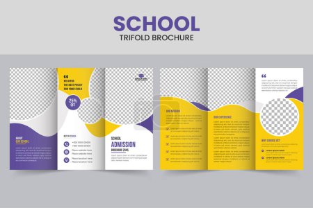 Illustration for Kids back to school education admission trifold brochure template, school trifold brochure design, kids academy brochure template - Royalty Free Image