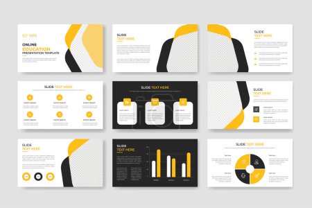 Online Education or learning Powepoint presentation template. Presentation slide template or landing page, university Presentation layout design.	