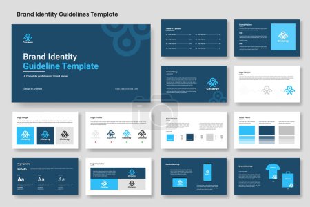 Brand guidelines template and minimal brand identity presentation layout, Brand Manual Logo Book design