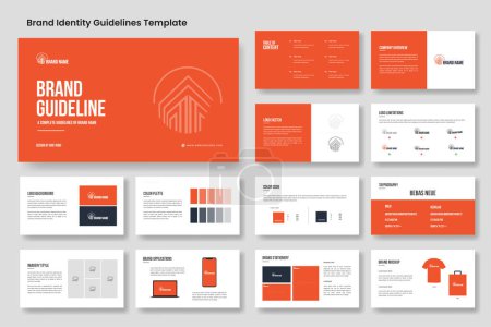 Brand guidelines template and Modern brand identity presentation layout, Brand Manual Book