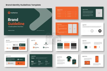 Brand guidelines template and Modern brand identity presentation layout, Brand Manual Book design