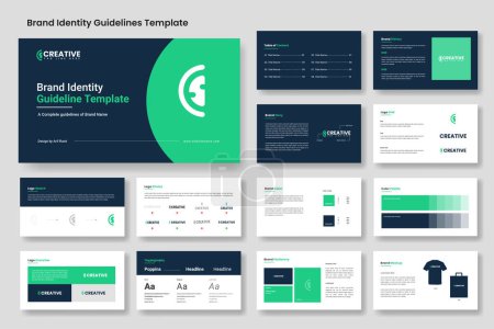 Brand guidelines presentation template and minimal corporate brand identity layout