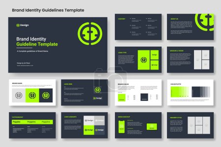 Brand guidelines presentation lauout and Minimalist corporate brand identity guide template