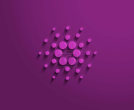 Cardano ADA Cryptocurrency logo isolated on purple background illustration banner