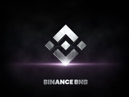 Photo for Binance Coin BNB cryptocurrency coin silver logo isolated on dark background, Defi's block chain finance illustration. - Royalty Free Image