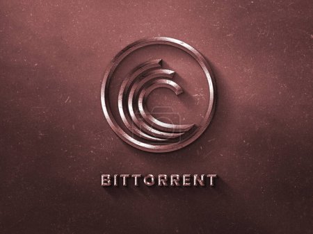 Photo for Bittorren BTT Cryptocurrency coin and symbol on brown background, Decentralized blockchain finance illustration. - Royalty Free Image