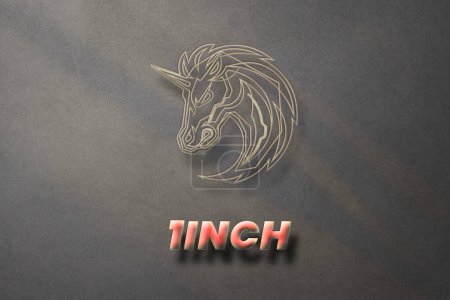 Foto de 1Inch Network 1INCH Cryptocurrency 3D coin logo and symbol banner background. - Imagen libre de derechos