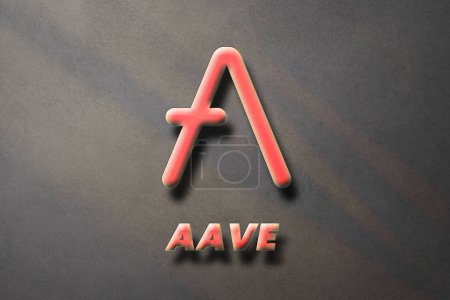 Foto de Aave AAVE Cryptocurrency 3D coin logo and symbol banner background. - Imagen libre de derechos