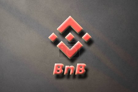 Photo for Binance coin BNB Cryptocurrency 3D coin logo and symbol banner background. - Royalty Free Image