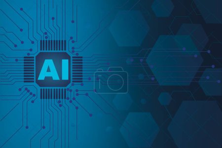Illustration of a futuristic computer circuit board that says "AI" in reference to Artificial Intelligence