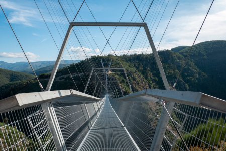 Photo for Metal structure of the suspension bridge in Arouca, Portugal - Royalty Free Image