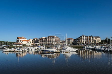 Photo for View over the harbor and part of the city of Capbreton in France - Royalty Free Image