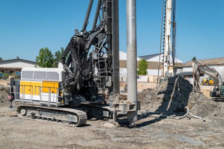Operating with Precision: Stacking and Drilling Equipment on Construction Site