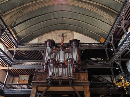 The majestic organ pipes of the Church of Saint Jean Baptiste in Saint Jean de Luz in the French Basque Country