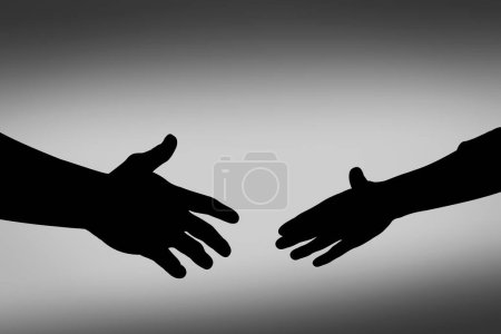 Illustration of two hands shaking hands, a concept of helping, or making an agreement