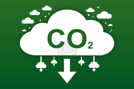 Illustration der Reduzierung von CO2-Emissionen, der Bekämpfung der globalen Erwärmung und des Treibhauseffekts