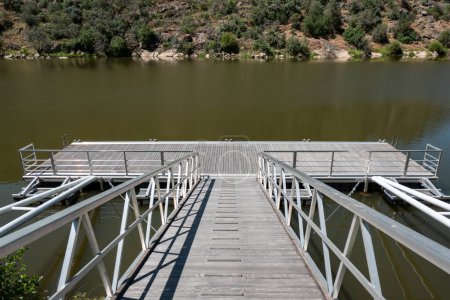 Pier on the Tua River in Trs os Montes, Portugal