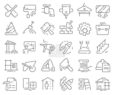 Construction line icons collection. Thin outline icons pack. Vector illustration eps10