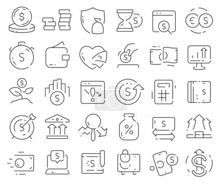 Photo for Deposit line icons collection. Thin outline icons pack. Vector illustration eps10 - Royalty Free Image