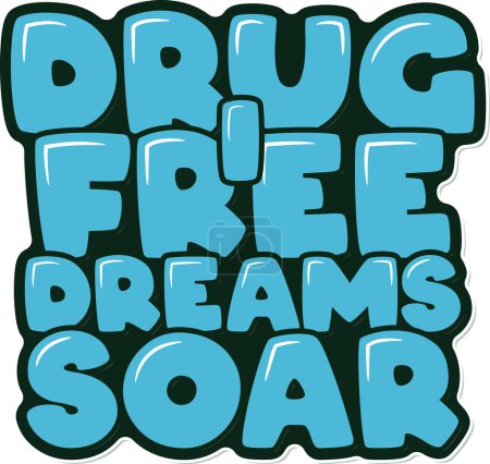 Diseño de vectores de letras estéticas inspirando aspiraciones libres de drogas para elevarse.