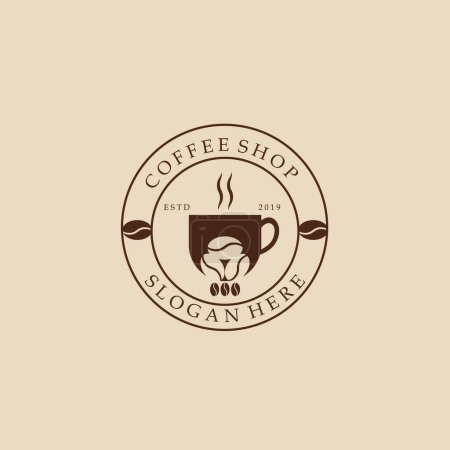 Illustration for Coffee vintage logo, icon and symbol, with emblem vector illustration design - Royalty Free Image