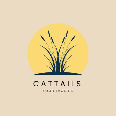 Illustration for Cattails vintage logo, icon and symbol, with emblem vector illustration design - Royalty Free Image