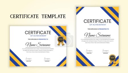 Illustration for Modern certificate of achievement template for business. Diploma, award certificate design. - Royalty Free Image