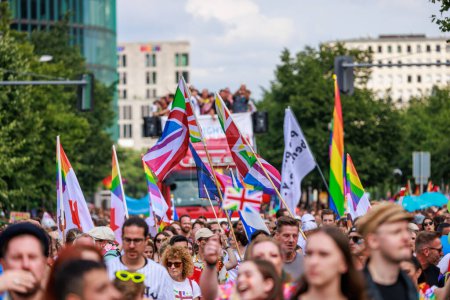 Photo for Berlin, Germany July 23 2023: Christopher Street Day. The Berlin Pride Celebration is a pride parade  to celebrate the lesbian, gay, bisexual, transgender and queer (LGBTQ+) people and their allies. - Royalty Free Image