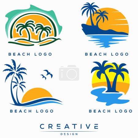 Illustration pour Vacances d'été Logo de la plage éléments de conception mis emblèmes, vacances à la plage, et des vacances en mer tropicale. Modèles rétro et vintage. - image libre de droit
