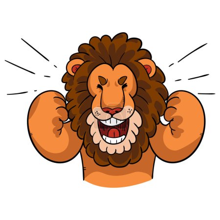 Ilustración de Lindo león celebrando algo - Imagen libre de derechos