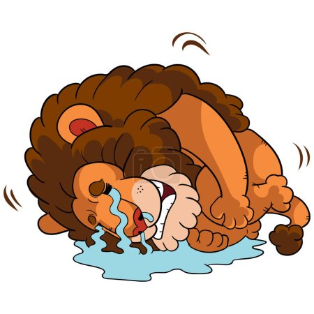 Illustration for Cartoon lion crying in fetal position - Royalty Free Image