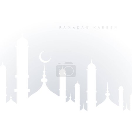ramadan kareem in arabischer Kalligraphie mit islamischer Moschee und Dekoration, übersetzt als "glücklicher Ramadan". Man kann ihn für Grußkarten, Kalender, Flugblätter und Poster verwenden - Vektorillustration