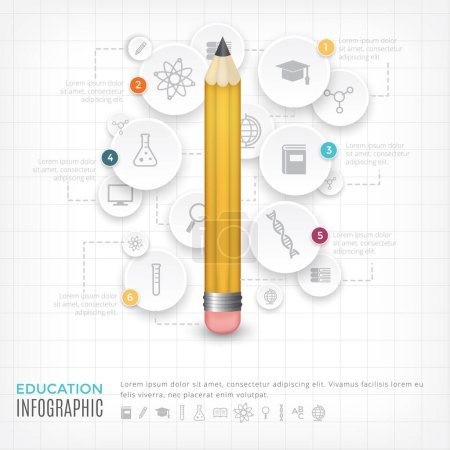 infographie éducative avec arbre à crayons et icônes
