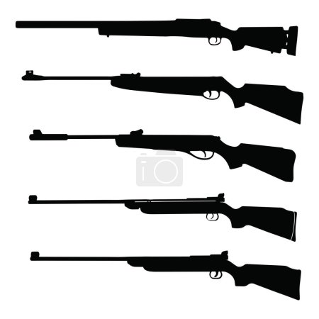 Illustration for Hunting gun Silhouette set icon, Hunting weapon, Hunting carbine, SVG, Vector. - Royalty Free Image