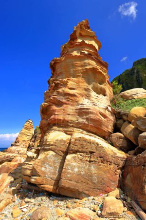 Téléchargez les photos : Formations rocheuses côtières à Nanya, Côte Nord-Est National Scenic Area, Taipei Taiwan. - en image libre de droit