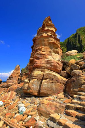 Téléchargez les photos : Formations rocheuses côtières à Nanya, Côte Nord-Est National Scenic Area, Taipei Taiwan. - en image libre de droit