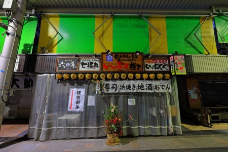 Photo for Omicho Market selling fresh produce and seafood situated at Kamiomicho, Kanazawa, Ishikawa, Japan - Royalty Free Image