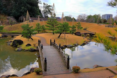 Photo for Gyokuseninmaru Park a Historic Japanese garden in Marunouchi, Kanazawa, Ishikawa, Japan - Royalty Free Image